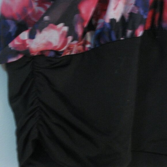 Jennifer Lopez Pink Floral Blouse Mediumn Semi Sheer Attached Cami Rouching - Picture 5 of 6